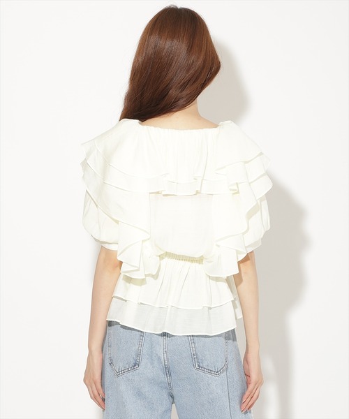 AND COUTURE(アンドクチュール)の「ボリュームフリルブラウス(シャツ/ブラウス・レディース・アイボリー/オレンジ/ブラック・FREE)」の6枚目の写真