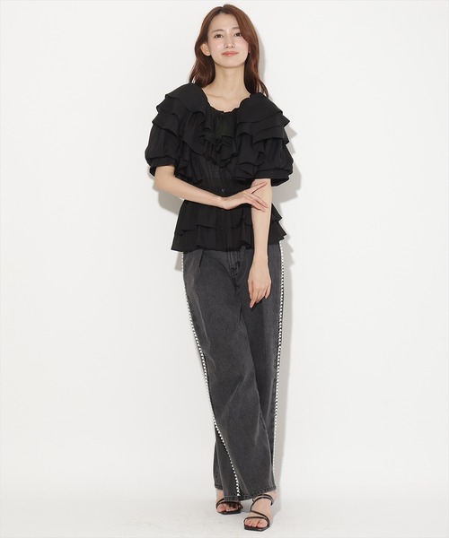 AND COUTURE(アンドクチュール)の「ボリュームフリルブラウス(シャツ/ブラウス・レディース・アイボリー/オレンジ/ブラック・FREE)」の10枚目の写真
