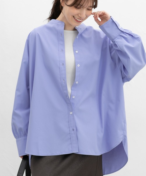 Honeys(ハニーズ)の「マオカラーゆるシャツ(シャツ/ブラウス・レディース・ブルー/ブラウン系その他2/ブルー系1/ピンク系その他2/ブラック/ホワイト・F)」の5枚目の写真