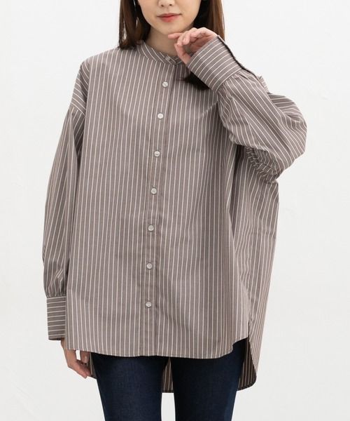 Honeys(ハニーズ)の「マオカラーゆるシャツ(シャツ/ブラウス・レディース・ブルー/ブラウン系その他2/ブルー系1/ピンク系その他2/ブラック/ホワイト・F)」の4枚目の写真