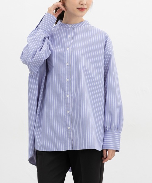 Honeys(ハニーズ)の「マオカラーゆるシャツ(シャツ/ブラウス・レディース・ブルー/ブラウン系その他2/ブルー系1/ピンク系その他2/ブラック/ホワイト・F)」の14枚目の写真