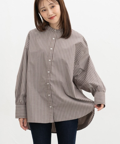 Honeys(ハニーズ)の「マオカラーゆるシャツ(シャツ/ブラウス・レディース・ブルー/ブラウン系その他2/ブルー系1/ピンク系その他2/ブラック/ホワイト・F)」の16枚目の写真