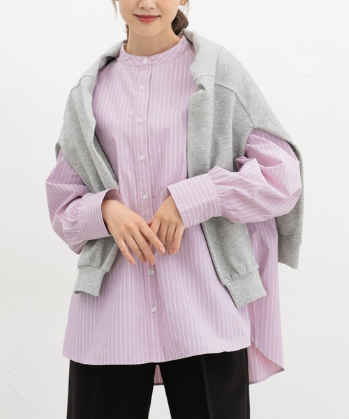 Honeys(ハニーズ)の「マオカラーゆるシャツ(シャツ/ブラウス・レディース・ブルー/ブラウン系その他2/ブルー系1/ピンク系その他2/ブラック/ホワイト・F)」の18枚目の写真
