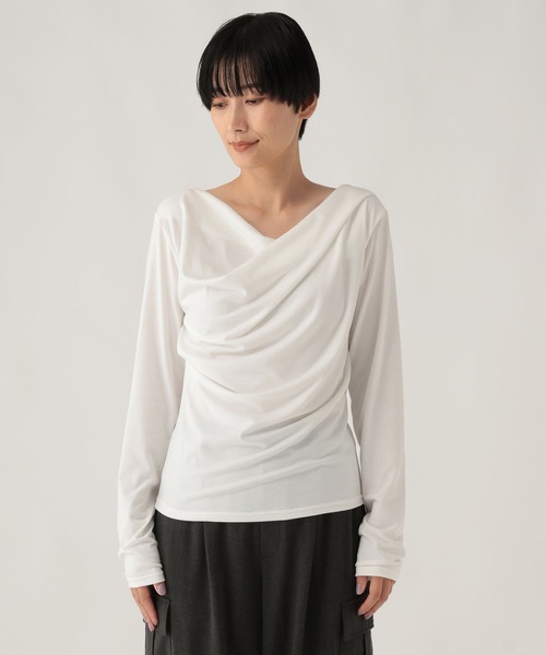 Elura(エルーラ)の「ドレープカットソー/1085685(Tシャツ/カットソー・レディース・ブラック/チャコールグレー/オフホワイト・FREE)」の14枚目の写真