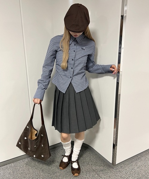 WC(ダブル シー)の「アソートモチーフチェックシャツ(シャツ/ブラウス・レディース・ブルー/レッド・FREE)」の9枚目の写真