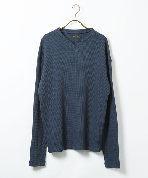 jiggys shop(ジギーズショップ)の「ヘビーオンス ワッフルサーマル Vネック 長袖Tシャツ ロンT カットソー(Tシャツ/カットソー・メンズ・ブラック/ネイビー/グレー/ホワイト/カーキ/チャコールグレー/アイボリー・MEDIUM/LARGE/X-LARGE)」の21枚目の写真