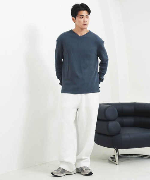 jiggys shop(ジギーズショップ)の「ヘビーオンス ワッフルサーマル Vネック 長袖Tシャツ ロンT カットソー(Tシャツ/カットソー・メンズ・ブラック/ネイビー/グレー/ホワイト/カーキ/チャコールグレー/アイボリー・MEDIUM/LARGE/X-LARGE)」の20枚目の写真