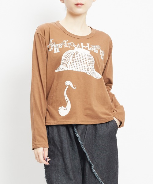 gomme(ゴム)の「シャーロックホームズT(Tシャツ/カットソー・レディース・ブラウン/チャコールグレー/ブラック/ホワイト・MEDIUM)」の1枚目の写真