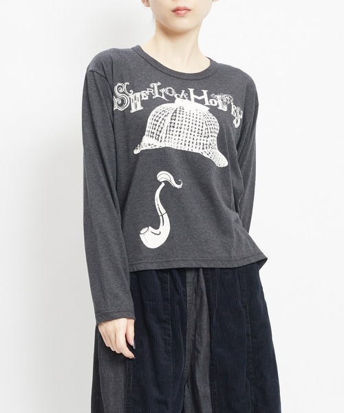 gomme(ゴム)の「シャーロックホームズT(Tシャツ/カットソー・レディース・ブラウン/チャコールグレー/ブラック/ホワイト・MEDIUM)」の4枚目の写真