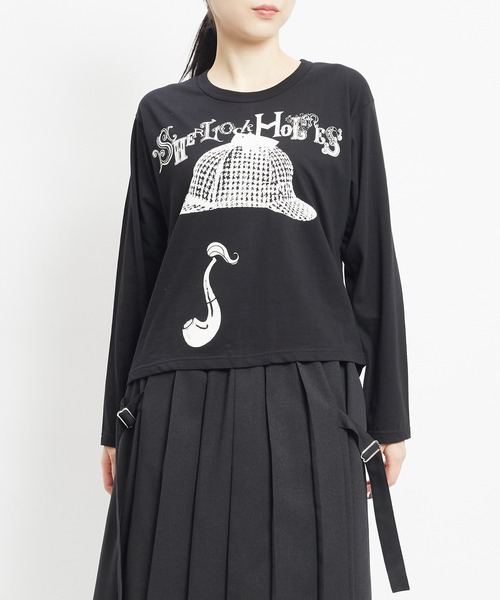 gomme(ゴム)の「シャーロックホームズT(Tシャツ/カットソー・レディース・ブラウン/チャコールグレー/ブラック/ホワイト・MEDIUM)」の3枚目の写真
