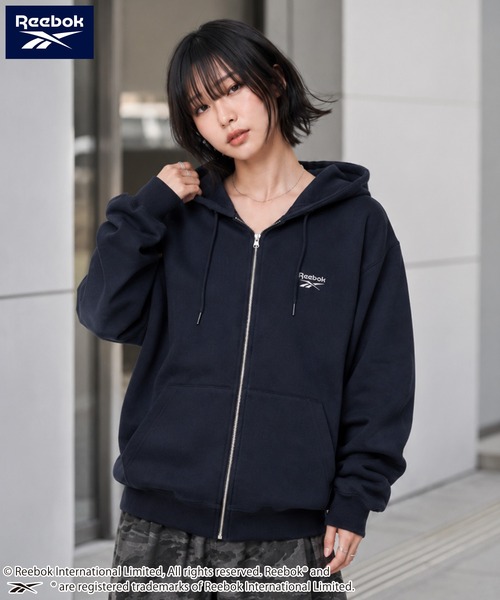 Reebok(リーボック)の「【web別注】Reebok リーボック メンズワンポイントロゴ裏起毛ジップアップ(スウェット・メンズ・ネイビー/アッシュグレー/ホワイト/ブラック・M/LL/L)」の4枚目の写真