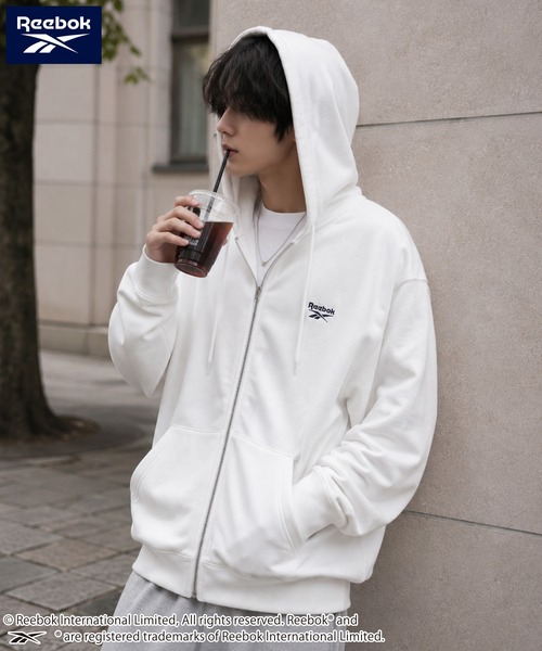 Reebok(リーボック)の「【web別注】Reebok リーボック メンズワンポイントロゴ裏起毛ジップアップ(スウェット・メンズ・ネイビー/アッシュグレー/ホワイト/ブラック・M/LL/L)」の1枚目の写真
