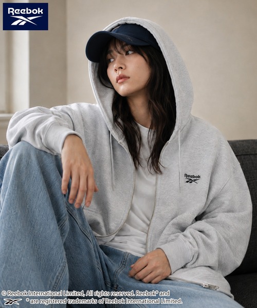 Reebok(リーボック)の「【web別注】Reebok リーボック メンズワンポイントロゴ裏起毛ジップアップ(スウェット・メンズ・ネイビー/アッシュグレー/ホワイト/ブラック・M/LL/L)」の3枚目の写真