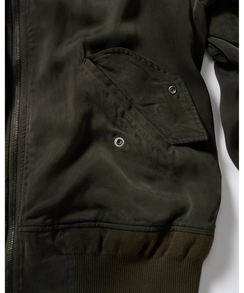 wjk（ダヴルジェイケイ）の「cupro vintage MA-1（MA-1・メンズ・ブラック/ダークカーキ・X-LARGE/LARGE/MEDIUM/SMALL）」の4枚目の写真