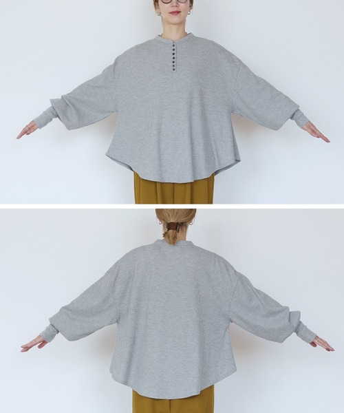 reca(レカ)の「ヘンリーネックフレアサーマルプルオーバー(Tシャツ/カットソー・レディース・トップグレー/チョコ/キナリ・FREE)」の20枚目の写真