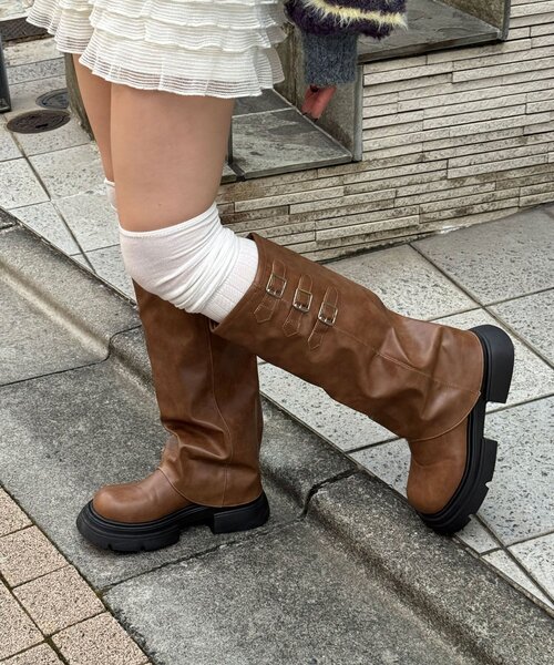 CIAOPANIC(チャオパニック)の「ルーズデザインロングブーツ(ブーツ・レディース・ブラック/ダークブラウン/ブラウン・36/39/37/38)」の12枚目の写真