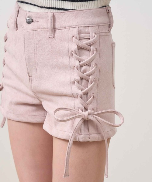 .WORKS(ドットワークス)の「ダブルレースアップショートパンツ マシュマロタッチスエード(その他パンツ・レディース・アイボリー/ブラック/ピンク・64/61)」の12枚目の写真