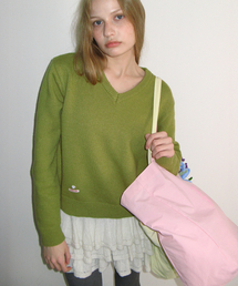 DAILY SOFT V NECK KNIT OLIVE
