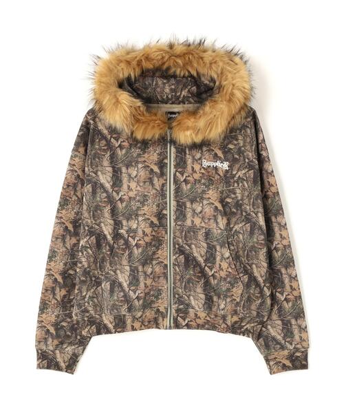 SUPPLIER(サプライヤー)の「SUPPLIER/サプライヤー/Tree Faux Fur Cross Zip Hoodie(パーカー・メンズ・カーキ・M/L/XL)」の1枚目の写真