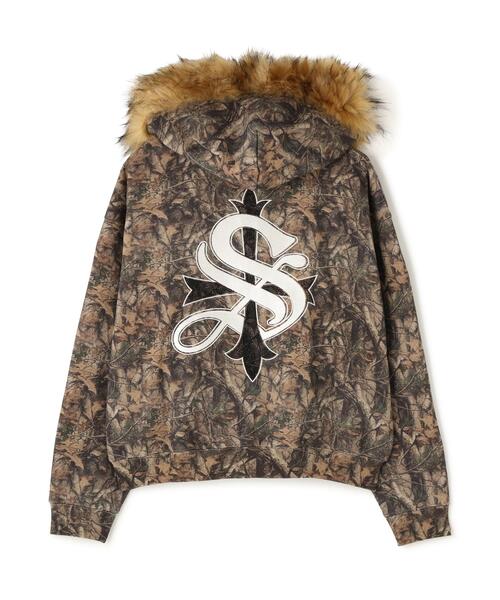 SUPPLIER(サプライヤー)の「SUPPLIER/サプライヤー/Tree Faux Fur Cross Zip Hoodie(パーカー・メンズ・カーキ・M/L/XL)」の2枚目の写真
