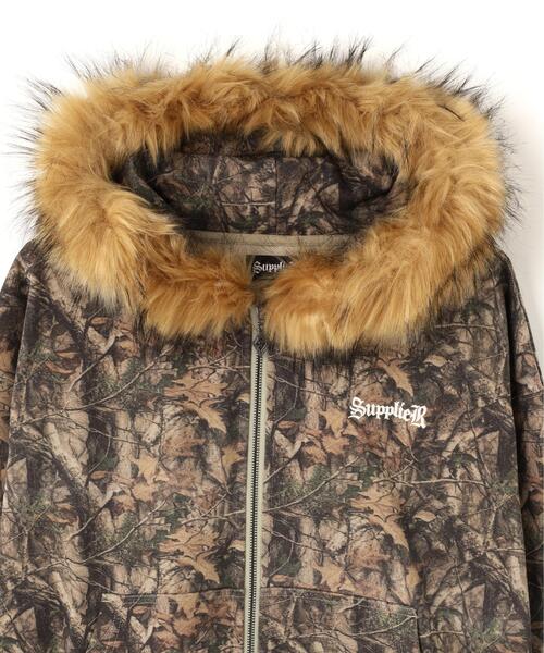SUPPLIER(サプライヤー)の「SUPPLIER/サプライヤー/Tree Faux Fur Cross Zip Hoodie(パーカー・メンズ・カーキ・M/L/XL)」の3枚目の写真