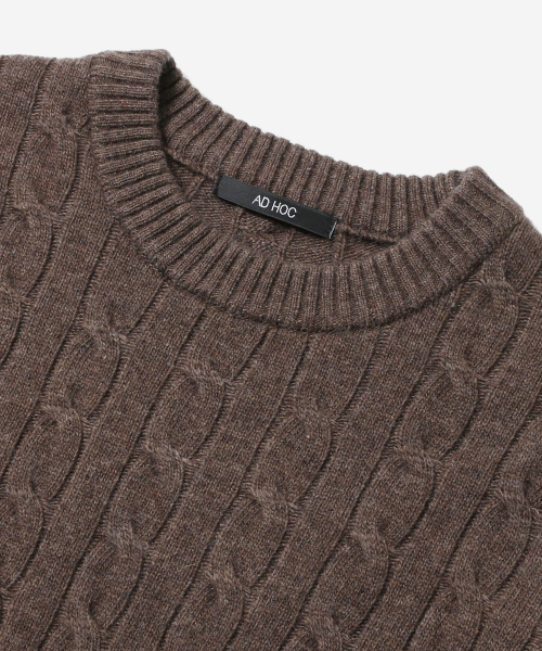 ADHOC(アドホック)の「レディース ラウンドネック ケーブル ニット (BROWN) (HCALKA7)(ニット/セーター・レディース・その他・FREE)」の3枚目の写真