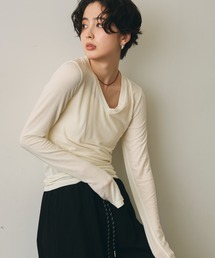 ウール混VネックロングスリーブTEE