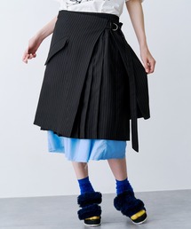 【UNISEX】LAYERED PLEATS WRAP SKIRT/レイヤードプリーツラップスカート