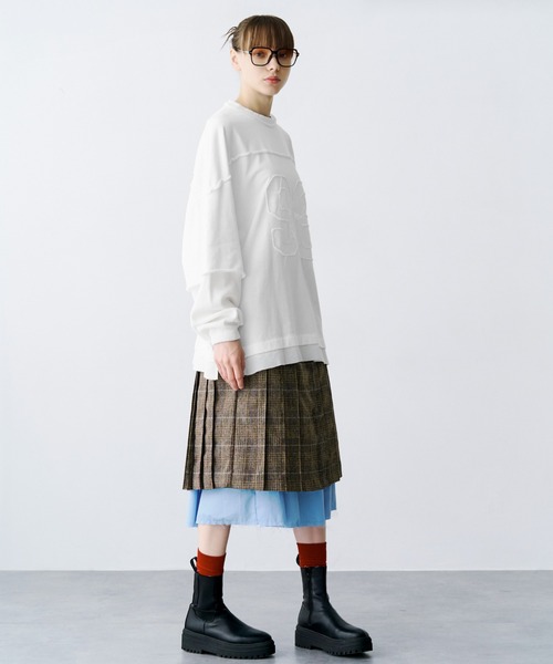 SeeSew（シーソー）の「【UNISEX】LAYERED PLEATS WRAP SKIRT/レイヤードプリーツラップスカート（スカート・レディース・ブラック/ベージュ・FREE）」の16枚目の写真