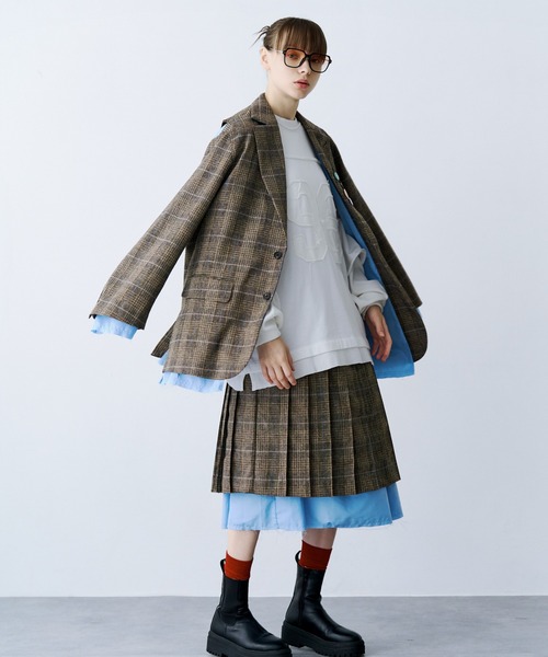 SeeSew（シーソー）の「【UNISEX】LAYERED PLEATS WRAP SKIRT/レイヤードプリーツラップスカート（スカート・レディース・ブラック/ベージュ・FREE）」の19枚目の写真
