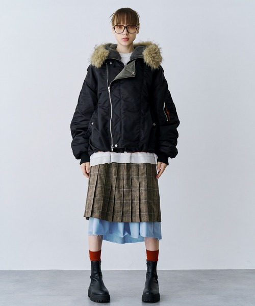 SeeSew（シーソー）の「【UNISEX】LAYERED PLEATS WRAP SKIRT/レイヤードプリーツラップスカート（スカート・レディース・ブラック/ベージュ・FREE）」の21枚目の写真