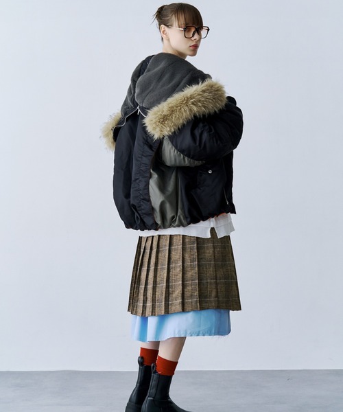 SeeSew（シーソー）の「【UNISEX】LAYERED PLEATS WRAP SKIRT/レイヤードプリーツラップスカート（スカート・レディース・ブラック/ベージュ・FREE）」の20枚目の写真