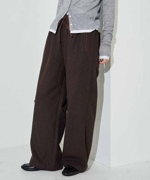 FREAK'S STORE(フリークスストア)の「限定展開 ウールタッチ パイピング ルーズ パンツ(その他パンツ・レディース・ダークブラウン/ブラック/チャコール・フリ-)」の3枚目の写真