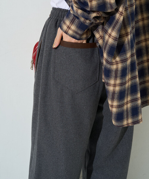 FREAK'S STORE(フリークスストア)の「限定展開 ウールタッチ パイピング ルーズ パンツ(その他パンツ・レディース・ダークブラウン/ブラック/チャコール・フリ-)」の8枚目の写真