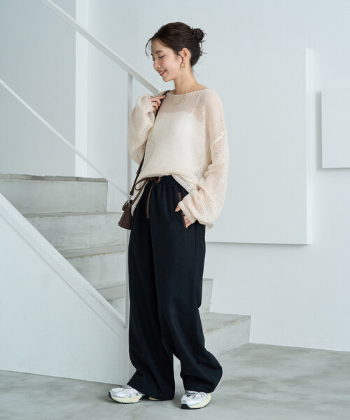 FREAK'S STORE(フリークスストア)の「限定展開 ウールタッチ パイピング ルーズ パンツ(その他パンツ・レディース・ダークブラウン/ブラック/チャコール・フリ-)」の16枚目の写真