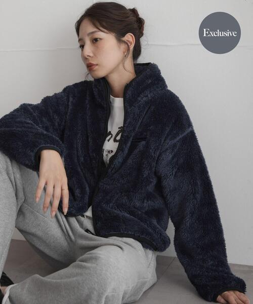 URBAN RESEARCH Sonny Label(アーバンリサーチサニーレーベル)の「『別注』Champion×Sonny Label シェルパフリーススタンドジップ(ブルゾン・レディース・オフホワイト/ブラック/ネイビー/ブラウン系その他・FREE)」の4枚目の写真