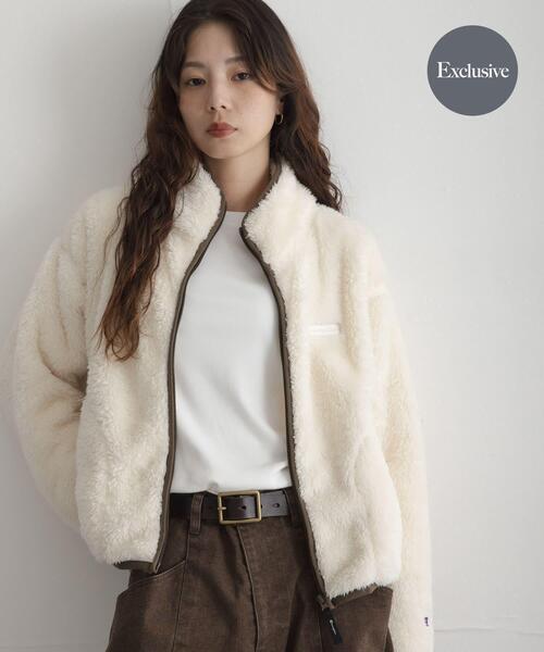 URBAN RESEARCH Sonny Label(アーバンリサーチサニーレーベル)の「『別注』Champion×Sonny Label シェルパフリーススタンドジップ(ブルゾン・レディース・オフホワイト/ブラック/ネイビー/ブラウン系その他・FREE)」の2枚目の写真