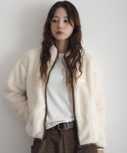 URBAN RESEARCH Sonny Label(アーバンリサーチサニーレーベル)の「『別注』Champion×Sonny Label シェルパフリーススタンドジップ(ブルゾン・レディース・オフホワイト/ブラック/ネイビー/ブラウン系その他・FREE)」の6枚目の写真