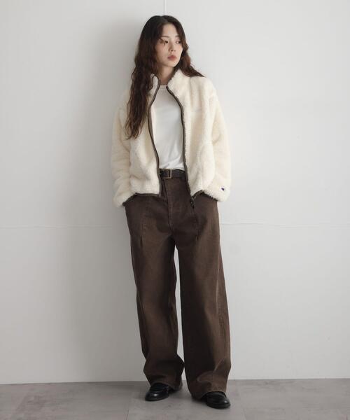 URBAN RESEARCH Sonny Label(アーバンリサーチサニーレーベル)の「『別注』Champion×Sonny Label シェルパフリーススタンドジップ(ブルゾン・レディース・オフホワイト/ブラック/ネイビー/ブラウン系その他・FREE)」の9枚目の写真
