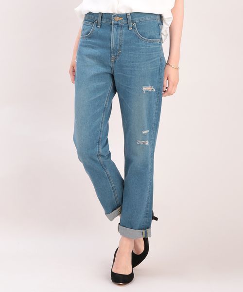 VIS（ビス）の「【ヒルナンデス！放映】スリムテーパードデニム（デニムパンツ・レディース・ホワイト/ネイビー/ブルー系その他・SMALL/MEDIUM/XS.P）」の3枚目の写真