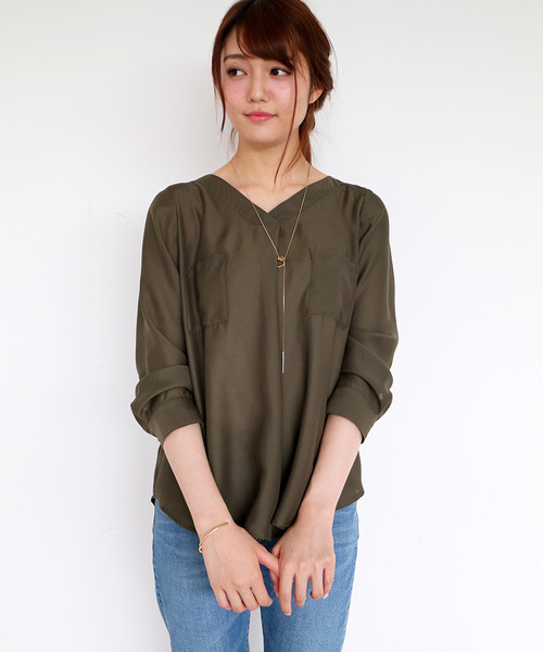N.（N. Natural Beauty Basic）（エヌエヌナチュラルビューティーベーシック）の「ウォッシャブルビエラブラウス（シャツ/ブラウス・レディース・グレー/ホワイト/カーキ・MEDIUM）」の3枚目の写真