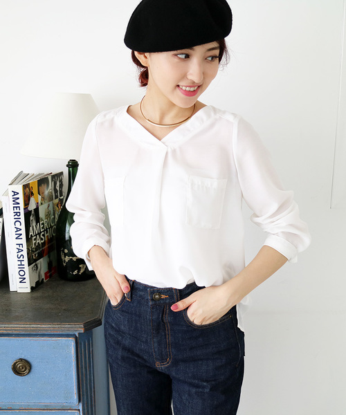 N.（N. Natural Beauty Basic）（エヌエヌナチュラルビューティーベーシック）の「ウォッシャブルビエラブラウス（シャツ/ブラウス・レディース・グレー/ホワイト/カーキ・MEDIUM）」の4枚目の写真