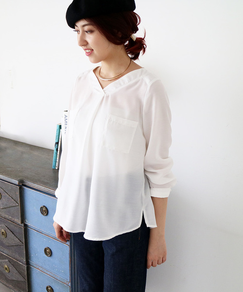 N.（N. Natural Beauty Basic）（エヌエヌナチュラルビューティーベーシック）の「ウォッシャブルビエラブラウス（シャツ/ブラウス・レディース・グレー/ホワイト/カーキ・MEDIUM）」の5枚目の写真