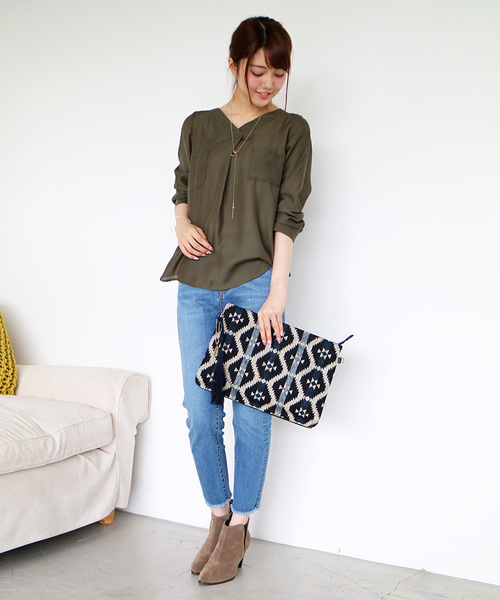 N.（N. Natural Beauty Basic）（エヌエヌナチュラルビューティーベーシック）の「ウォッシャブルビエラブラウス（シャツ/ブラウス・レディース・グレー/ホワイト/カーキ・MEDIUM）」の15枚目の写真