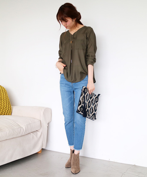 N.（N. Natural Beauty Basic）（エヌエヌナチュラルビューティーベーシック）の「ウォッシャブルビエラブラウス（シャツ/ブラウス・レディース・グレー/ホワイト/カーキ・MEDIUM）」の16枚目の写真