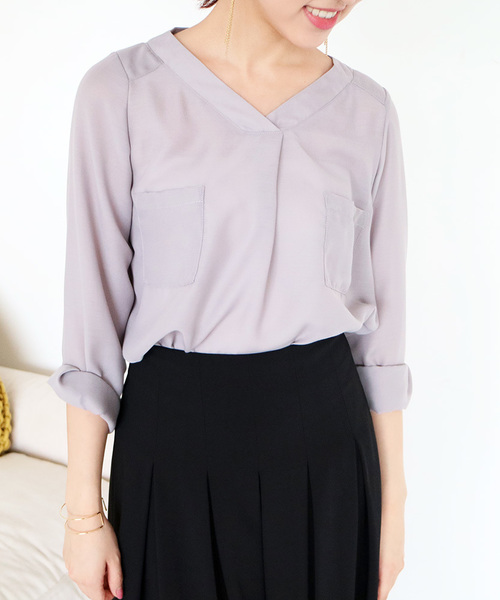 N.（N. Natural Beauty Basic）（エヌエヌナチュラルビューティーベーシック）の「ウォッシャブルビエラブラウス（シャツ/ブラウス・レディース・グレー/ホワイト/カーキ・MEDIUM）」の12枚目の写真