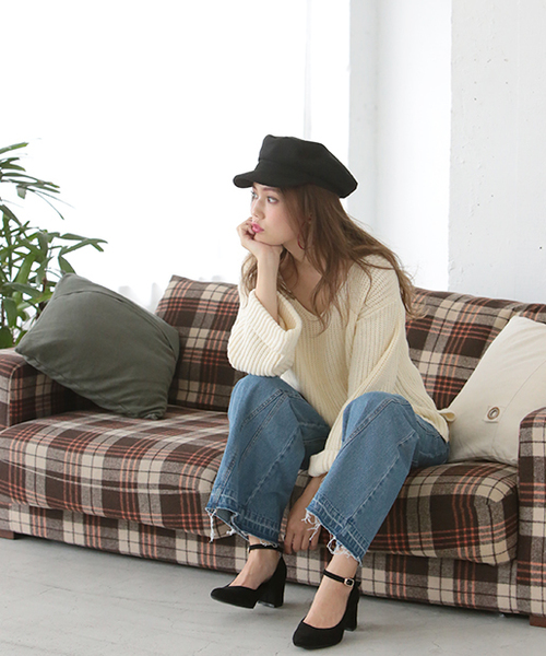 one after another NICE CLAUP(ワンアフターアナザーナイスクラップ)の「ざっくりVニット(ニット/セーター・レディース・トップグレー/アイボリー/ボルドー/ブラックミックス・FREE)」の8枚目の写真