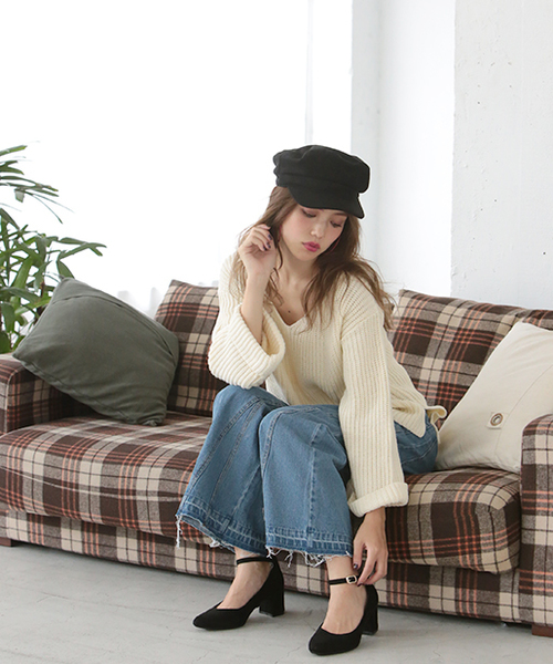 one after another NICE CLAUP(ワンアフターアナザーナイスクラップ)の「ざっくりVニット(ニット/セーター・レディース・トップグレー/アイボリー/ボルドー/ブラックミックス・FREE)」の9枚目の写真