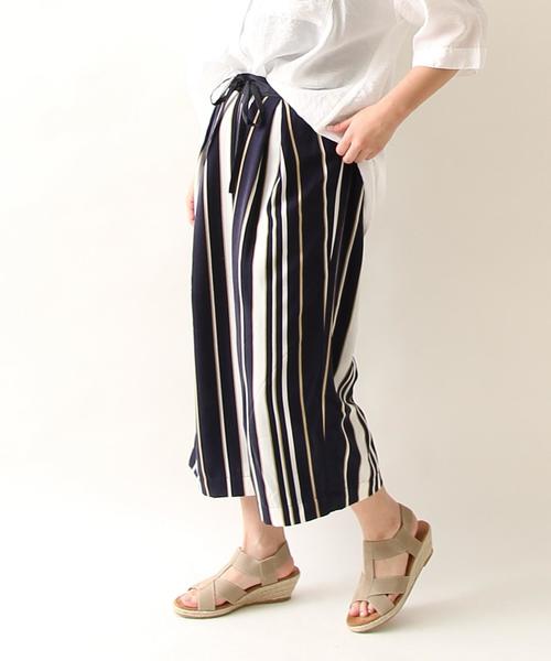 coen（コーエン）の「レジメンタルストライプクロップドパンツ（その他パンツ・レディース・オリーブ/ネイビー・LARGE/MEDIUM）」の2枚目の写真