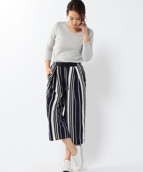 coen（コーエン）の「レジメンタルストライプクロップドパンツ（その他パンツ・レディース・オリーブ/ネイビー・LARGE/MEDIUM）」の5枚目の写真